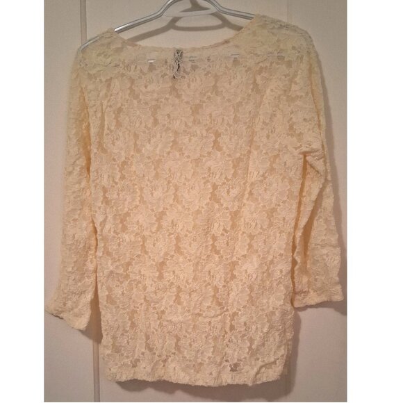 Pale Yellow/Cream Lace Long Sleeve, Denver Hayes, Women's, Large - Picture 2 of 9